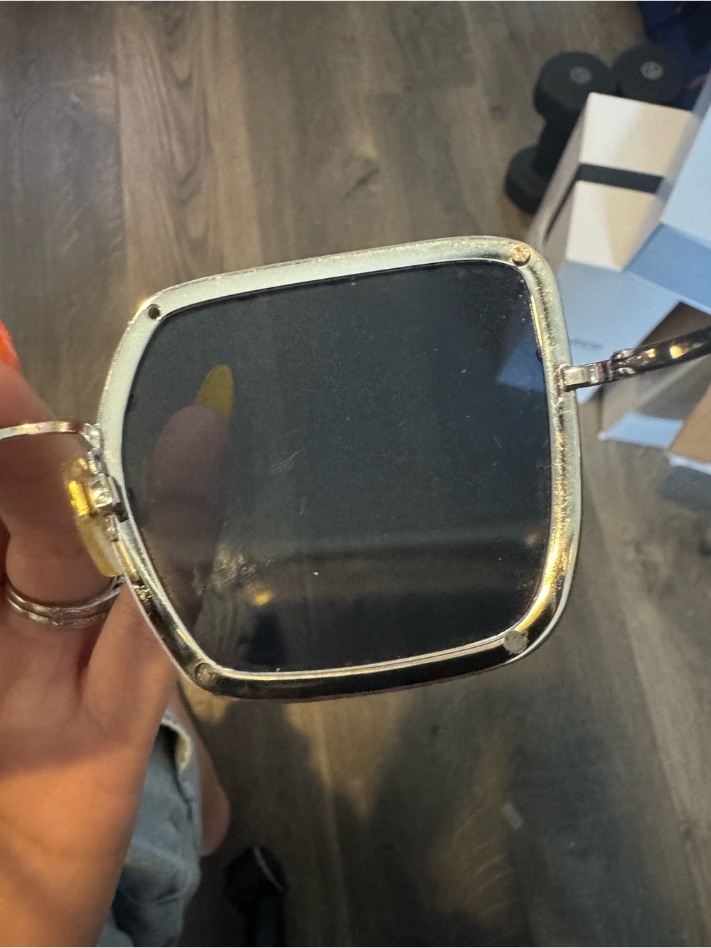 Valentino Navy Rimless Sunglasses with Crystal Stud Accents - Picture 6 of 8